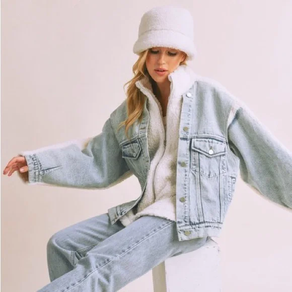 Denim Jacket with faux fur - Picture 3 of 7